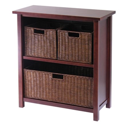 WINSOME Winsome 94238 Milan 4 Piece Cabinet or Shelf with 3 Baskets - Antique Walnut 94238